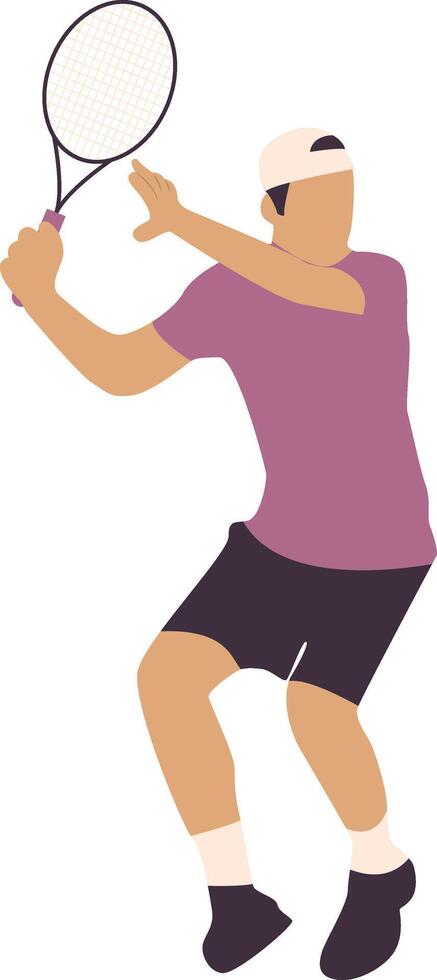 Male Player Tennis Illustration with Sportswear and Hat vector
