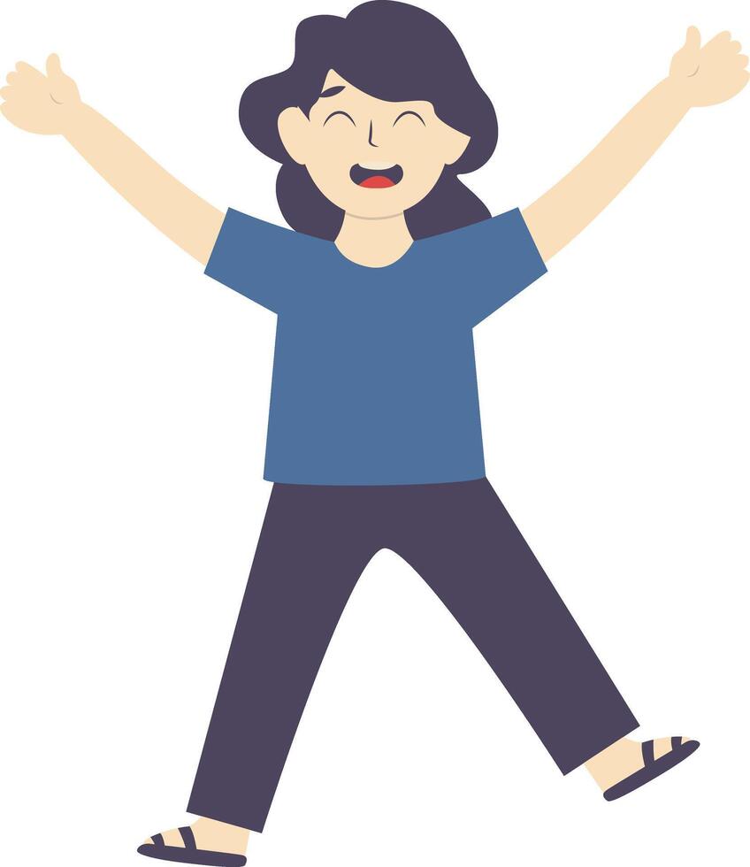 Illustration of Happy Woman in Jumping Pose vector