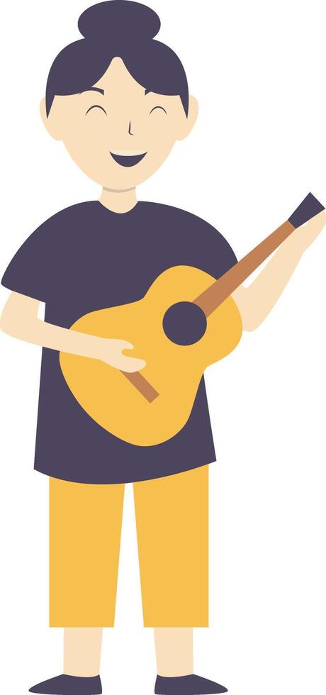 Girl Playing Guitar in Flat Design vector