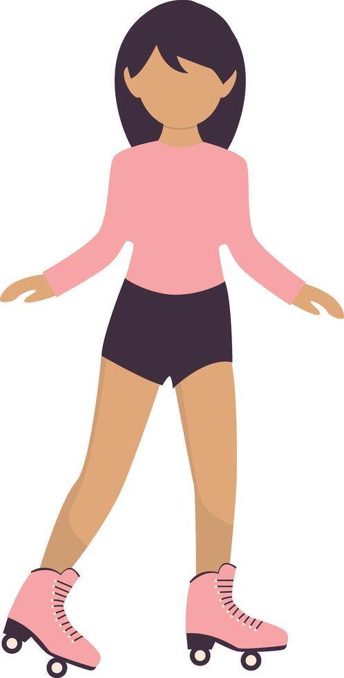 Girl Roller Skating in Pink Sportswear vector