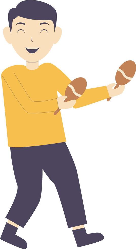 Man Playing Maracas in Casual Clothes vector