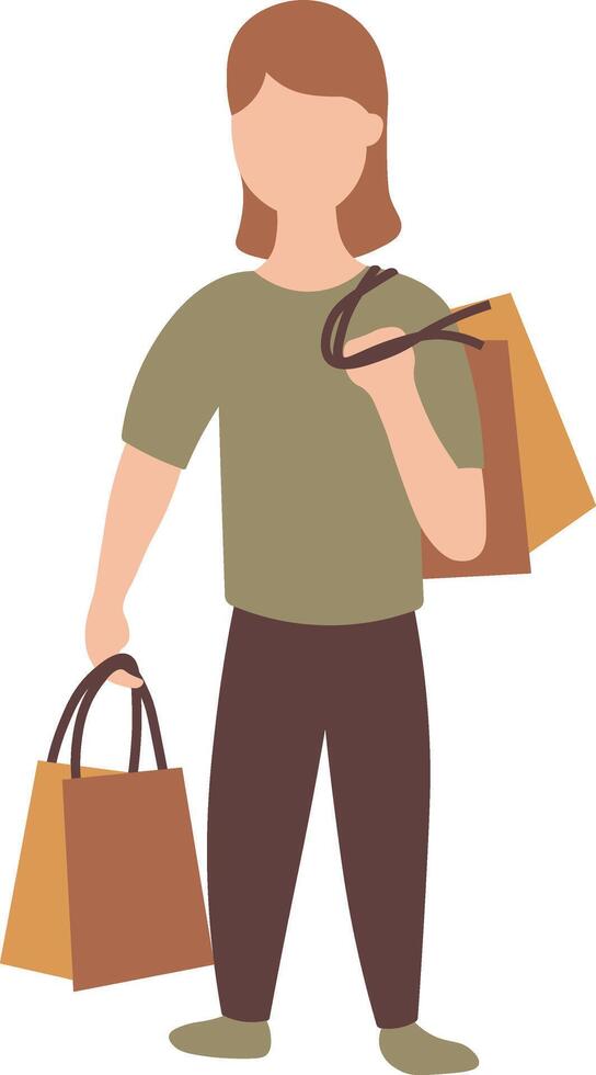 Woman Carrying Shopping Bag Illustration in Flat Design vector