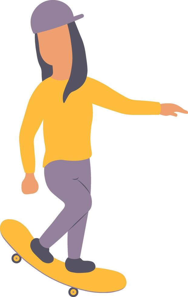 Roller Skating Girl Character in Flat Desgin vector