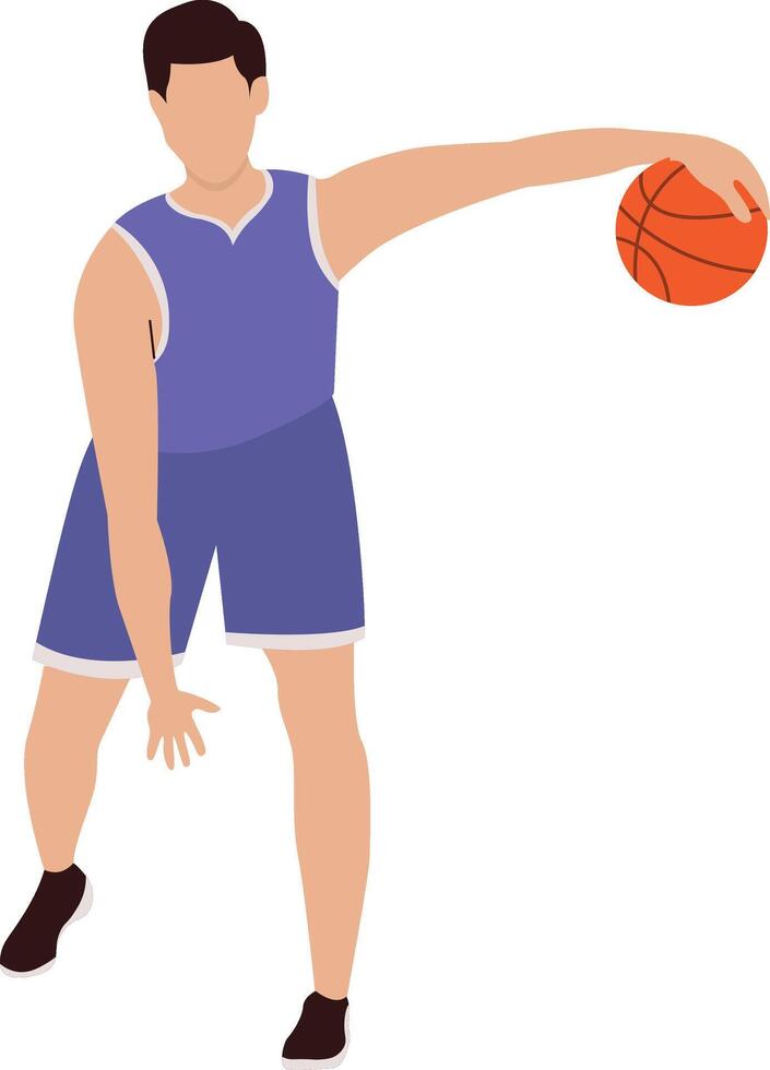 Basketball Athlete Illustration with Dribble Pose vector