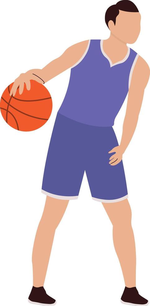 Basketball Athlete Illustration with Dribble Pose vector