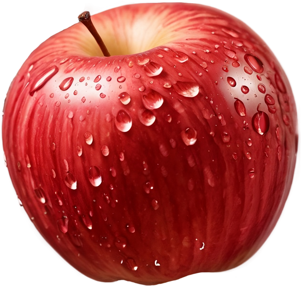 red apple with water drops png