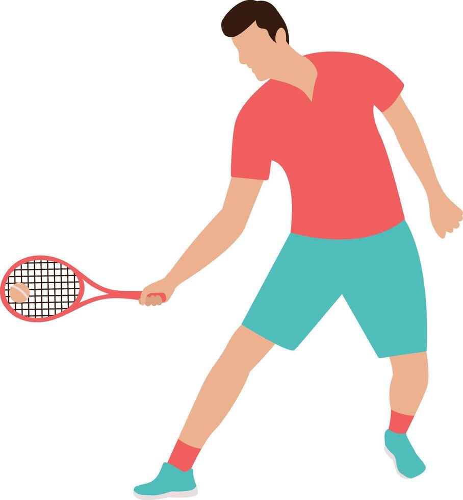 Man Playing Tennis with Red Clothes vector