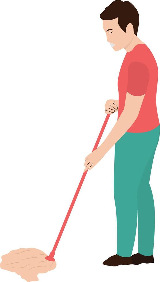 Man Cleaner Profession Mooping the Floor vector