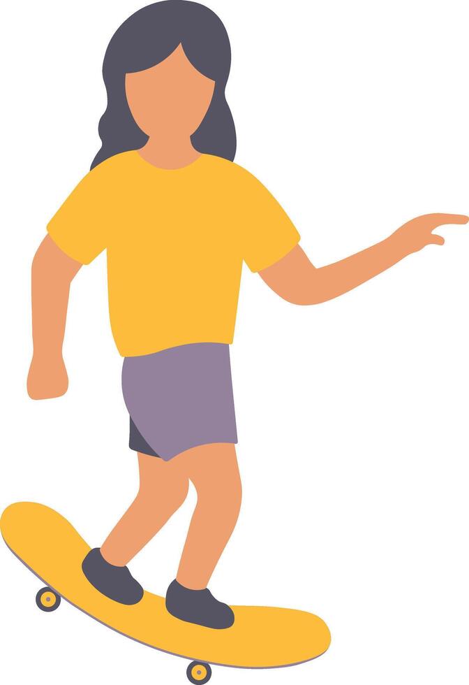 Roller Skating Girl Character in Flat Desgin vector