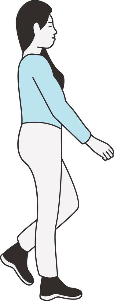 Woman Walking Character in Casual Clothes vector
