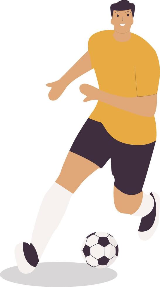 Man Playing Soccer Ball with Dribbling Gesture vector