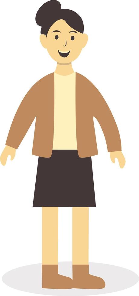 Lady Walking Character in Autumn with Casual Clothes vector