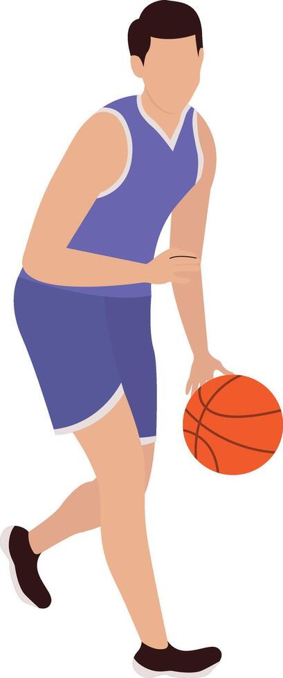 Basketball Athlete Illustration with Dribble Pose vector