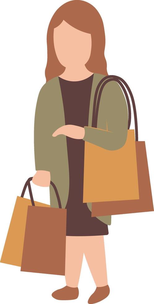 Woman Carrying Shopping Bag Illustration in Flat Design vector