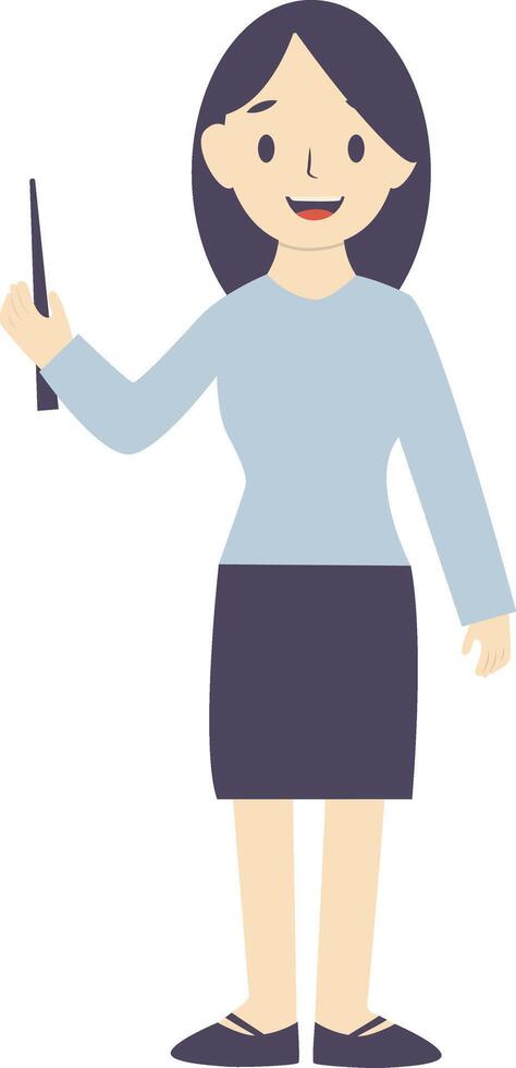 Woman Teacher Profession with Casual Clothes and Skirt vector
