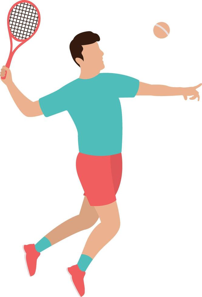 Men Playing Tennis in Smash Position vector