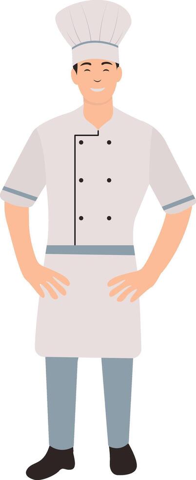 Male Chef Illustration with Uniform and Hat vector