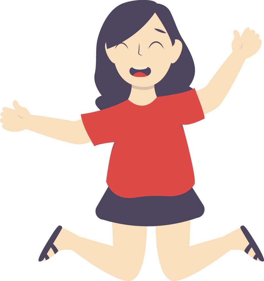 Girl Jumping Illustration with Skirt vector