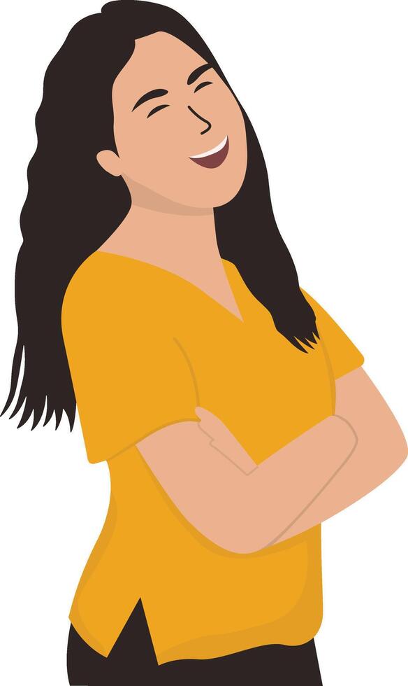 Woman Laughing Illustration with Cartoon Design vector