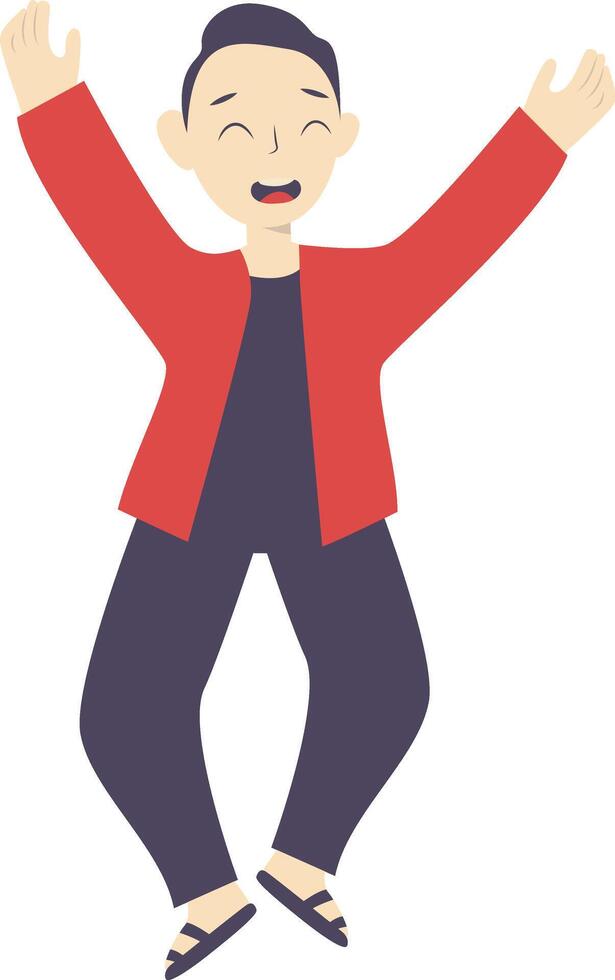 Man Jumping Illustration in Red Casual Clothes vector