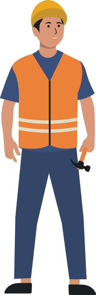 Construction Worker Carrying Small Hammer vector