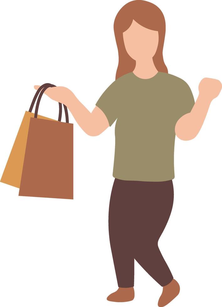 Woman Carrying Shopping Bag Illustration in Flat Design vector