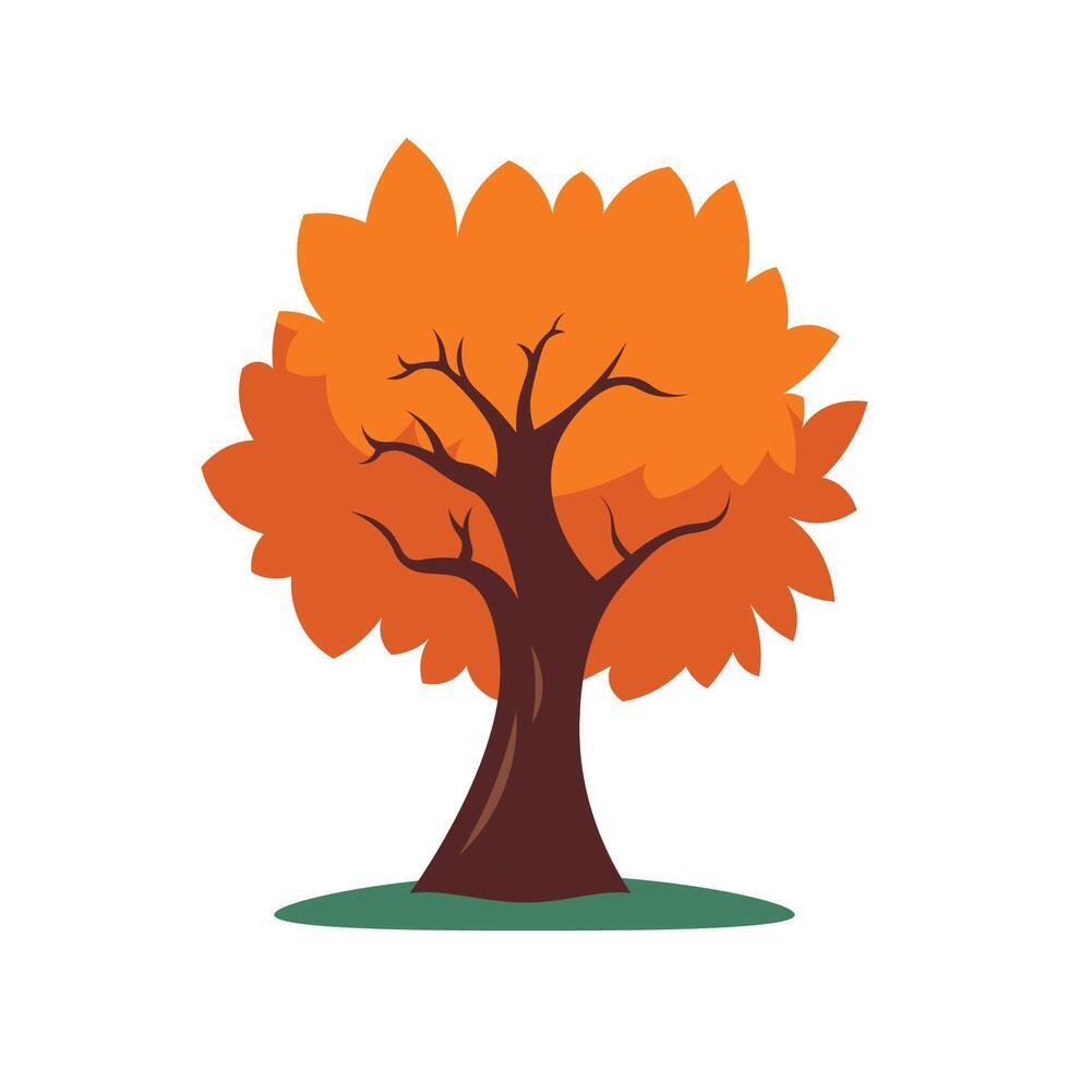 Natural Orange Tree in Jungle Forest in Autumn Fall Season vector