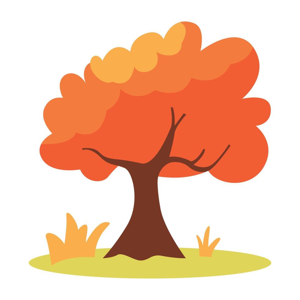 Natural Orange Tree in Jungle in Autumn Fall Season vector
