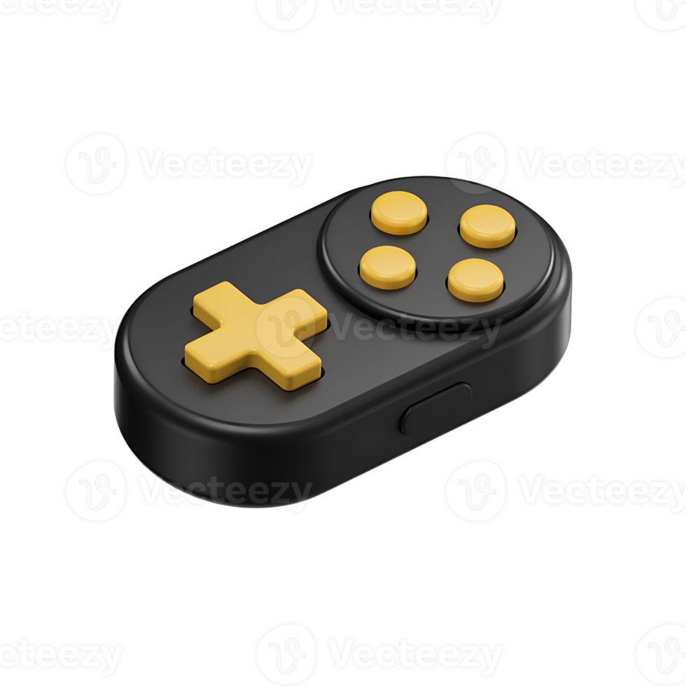 Sleek Black Mobile Gaming Controller with Yellow Buttons isolated on transparent background png