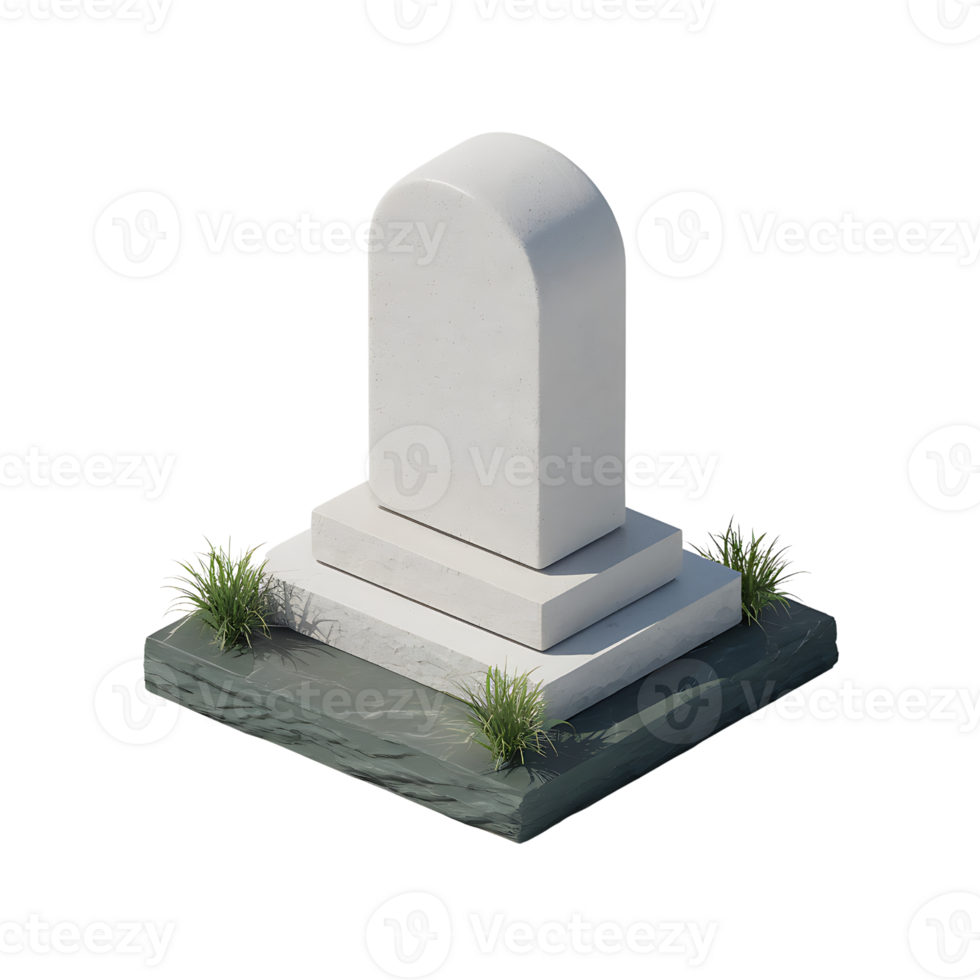 Minimalist Grave Headstone isolated on transparent background png