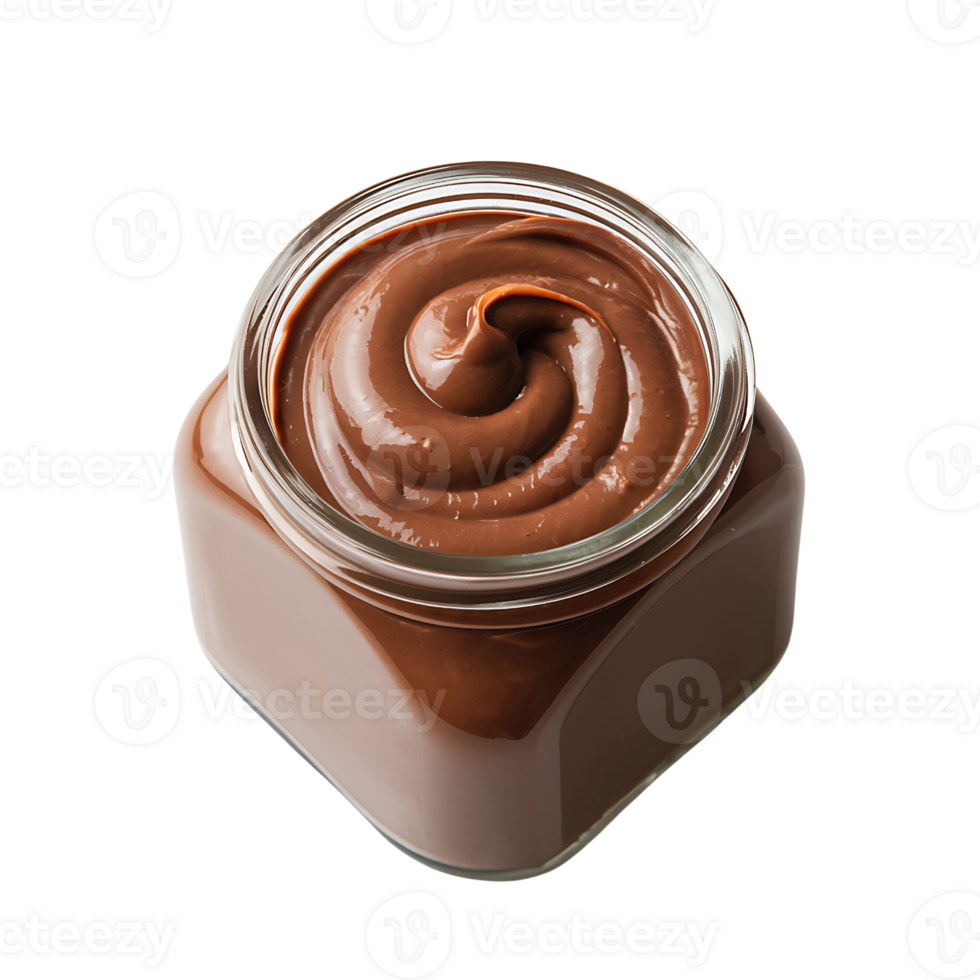 Delicious Chocolate Spread in a Glass Jar isolated on transparent background png