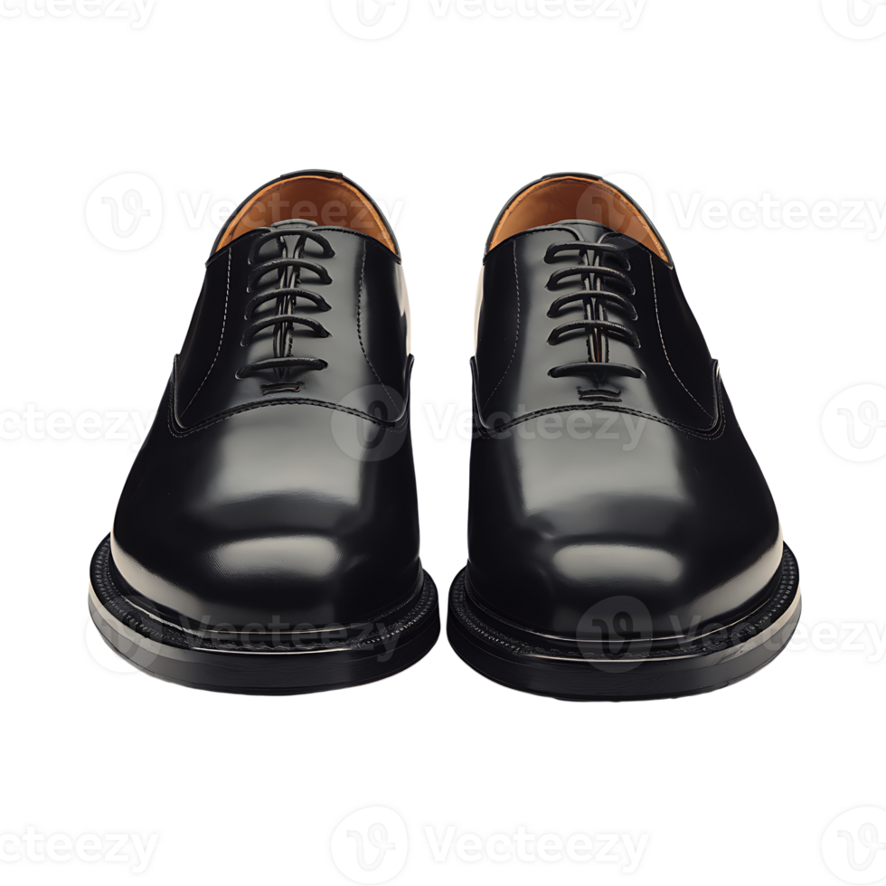 Elegant Black Leather Oxford Shoes isolated on transparent background png