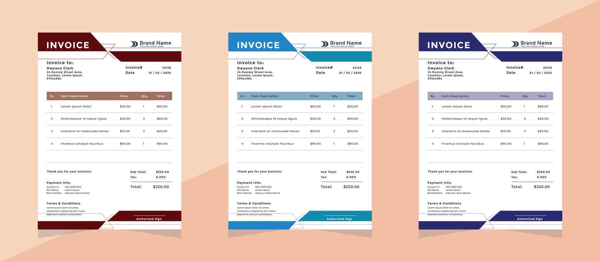 Corporate modern professional invoice design vector