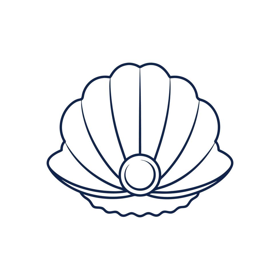 Minimalist Pearl and Shell line Art vector