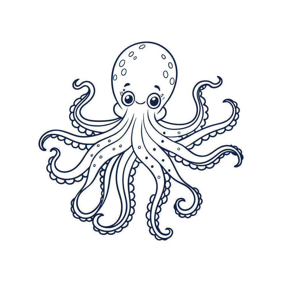 Elegant Octopus Sketch vector