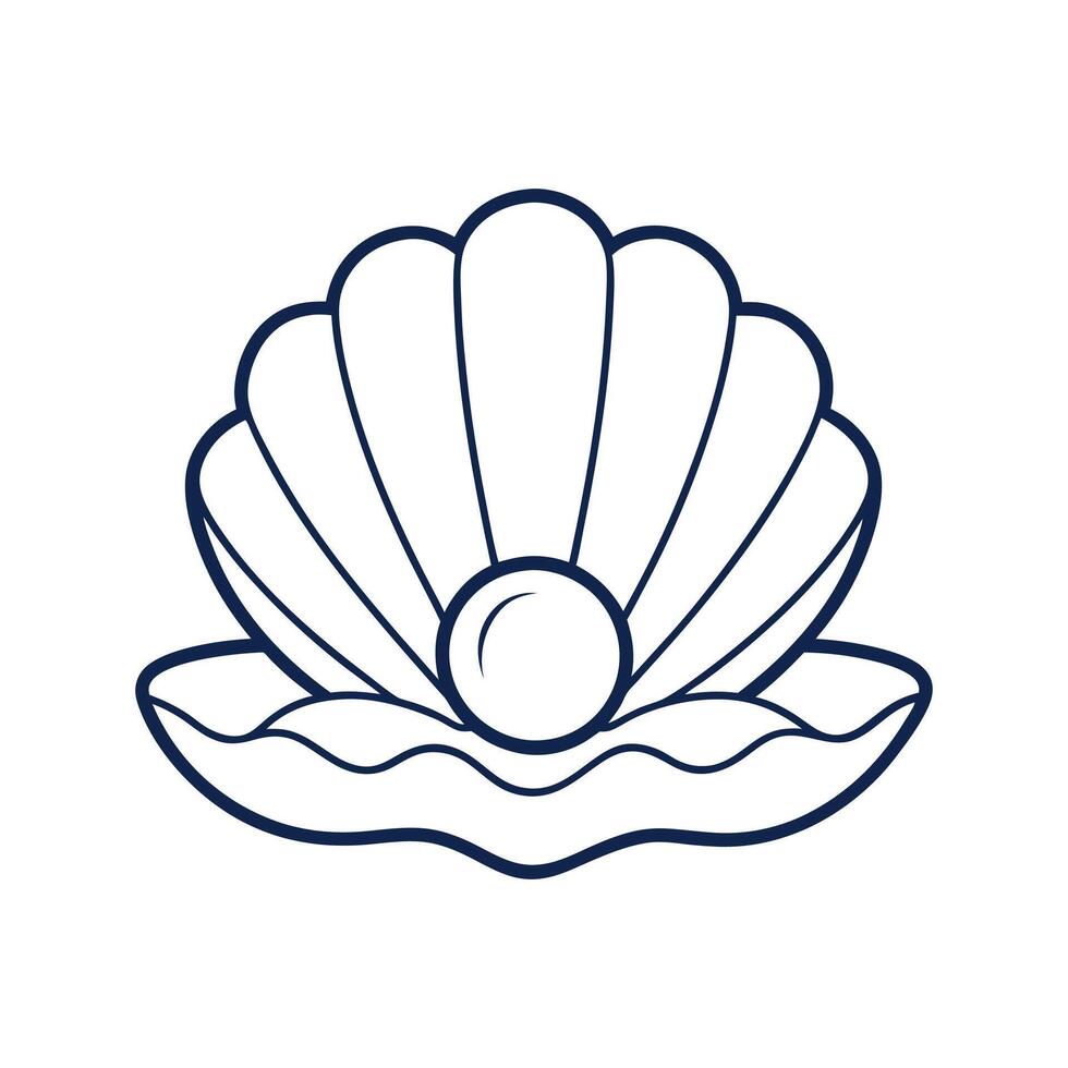 Open Clamshell with Precious Pearl outline vector