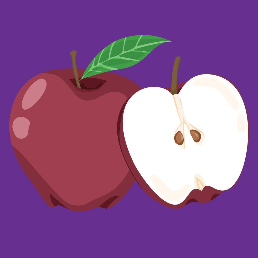apple tropical fresh exotic fruit flat design vector