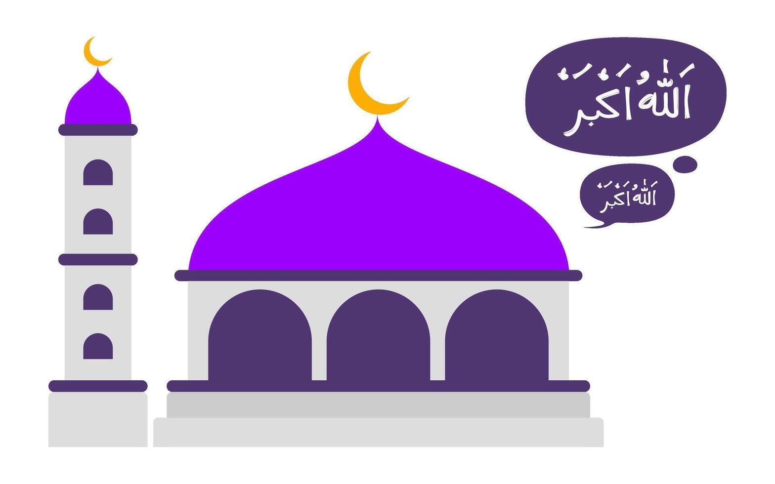 Flat Illustration of a Mosque During the Call to Prayer vector