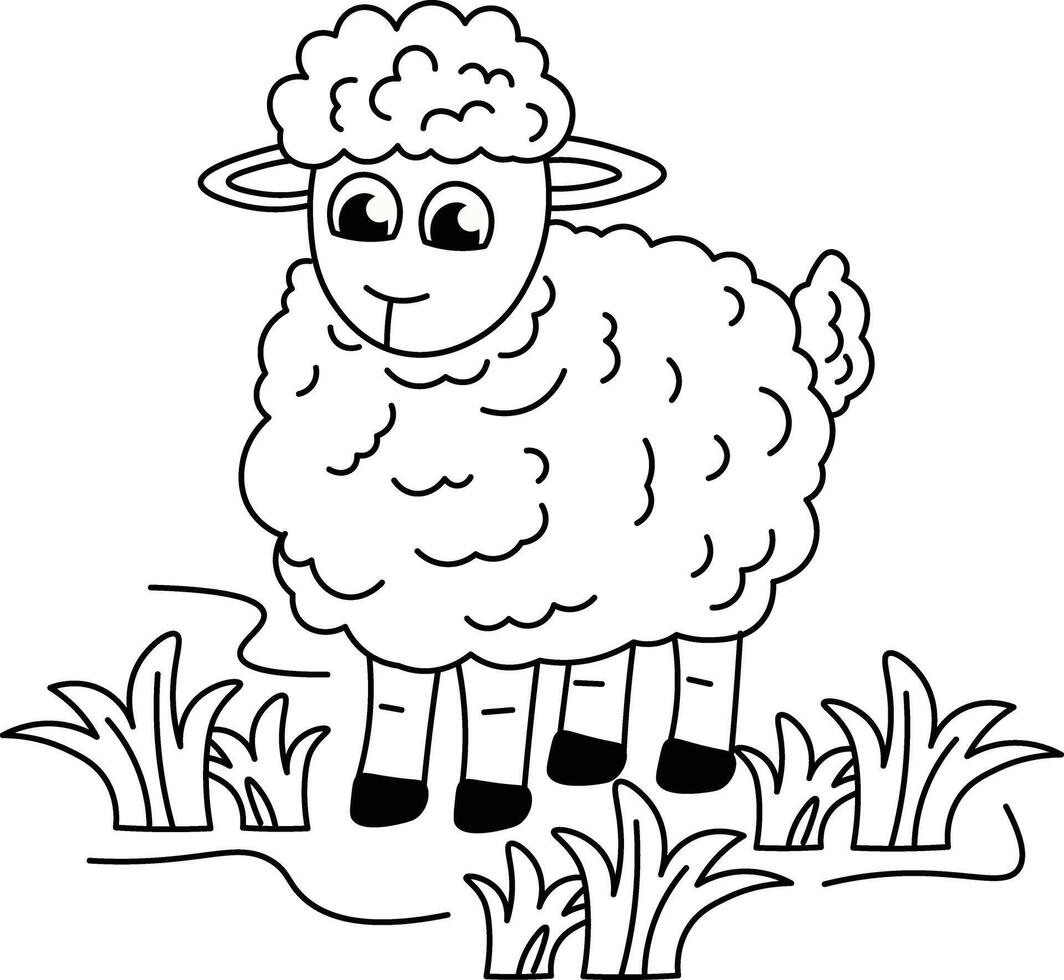 Sheep Simple Animal Drawings for Coloring vector