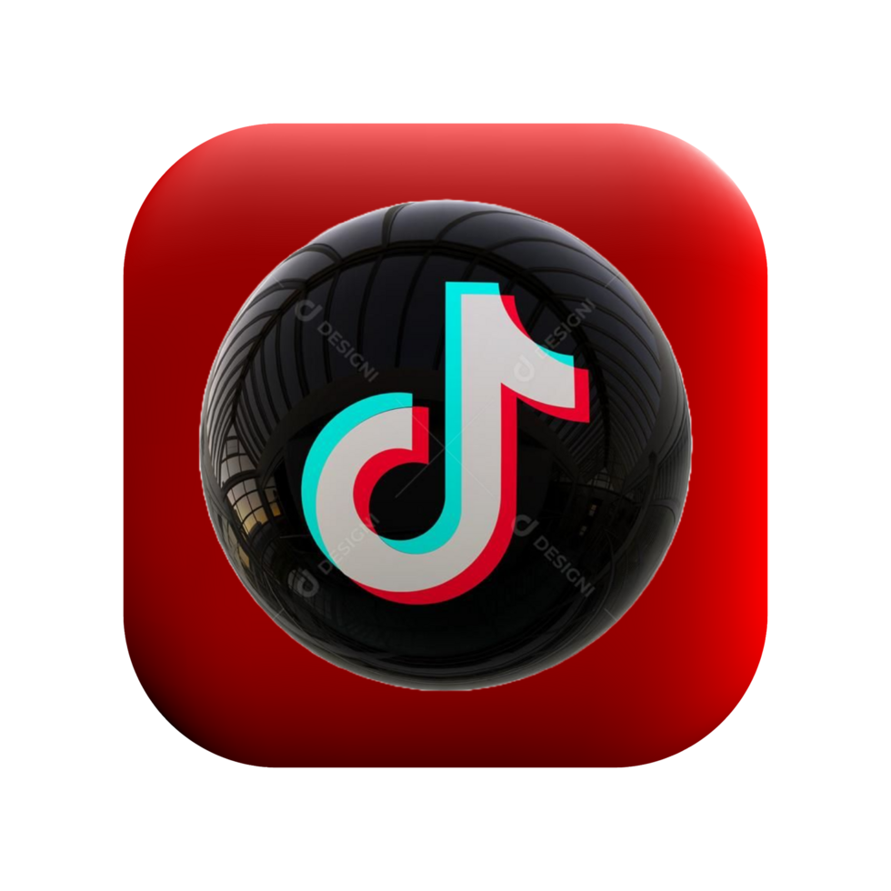 Tiktok logo social media on red shape png