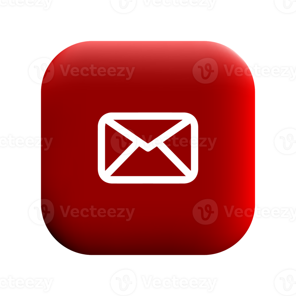 An email icon on a red square button png
