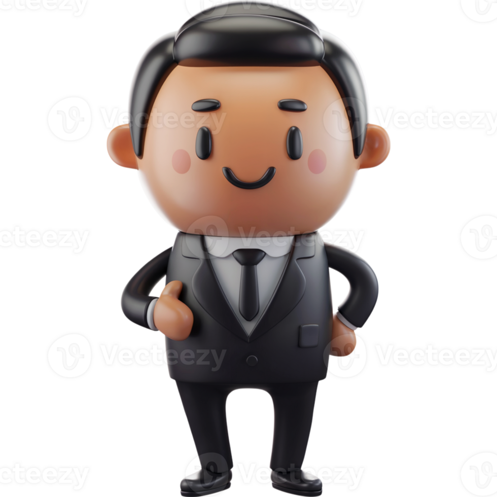 Cartoon man in a suit and tie is smiling and pointing to the camera png