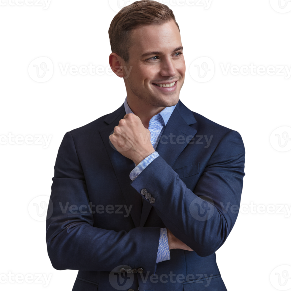 Man in a suit is smiling and looking at the camera png
