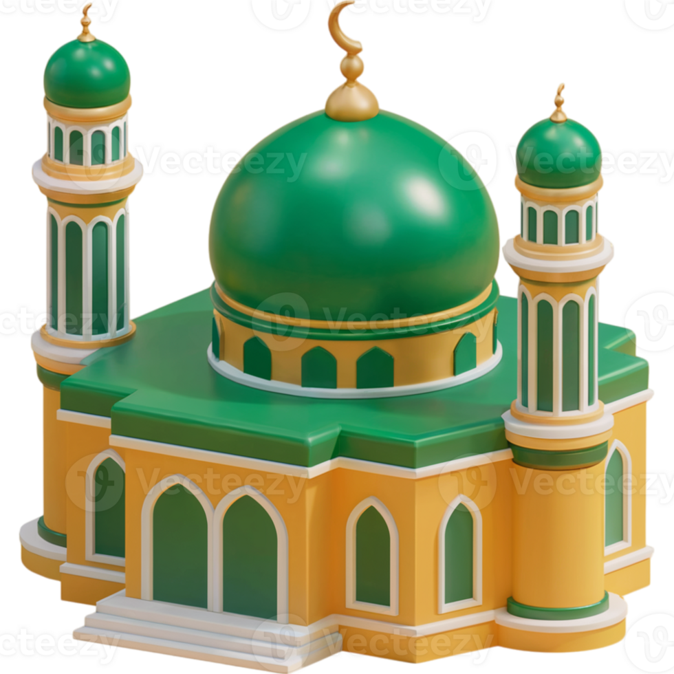 Green and yellow mosque png