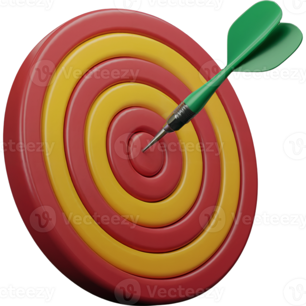 Red and yellow target with a green arrow pointing to it png