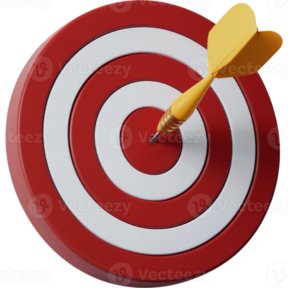 Red and white target with a yellow arrow pointing png