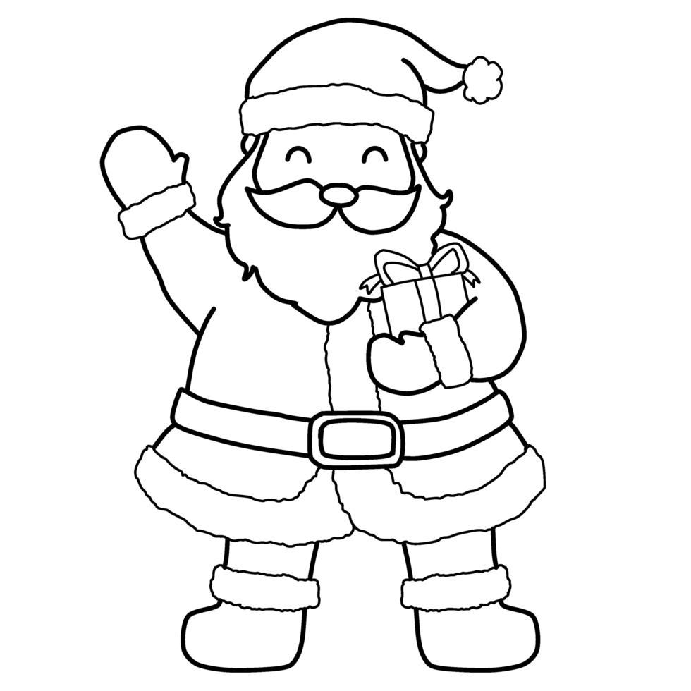 cartoon santa claus outline png