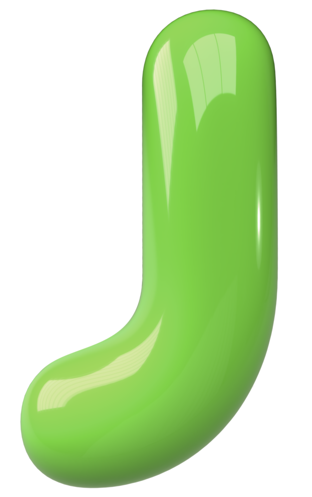 Green 3D Bubble Letter Alphabet J png