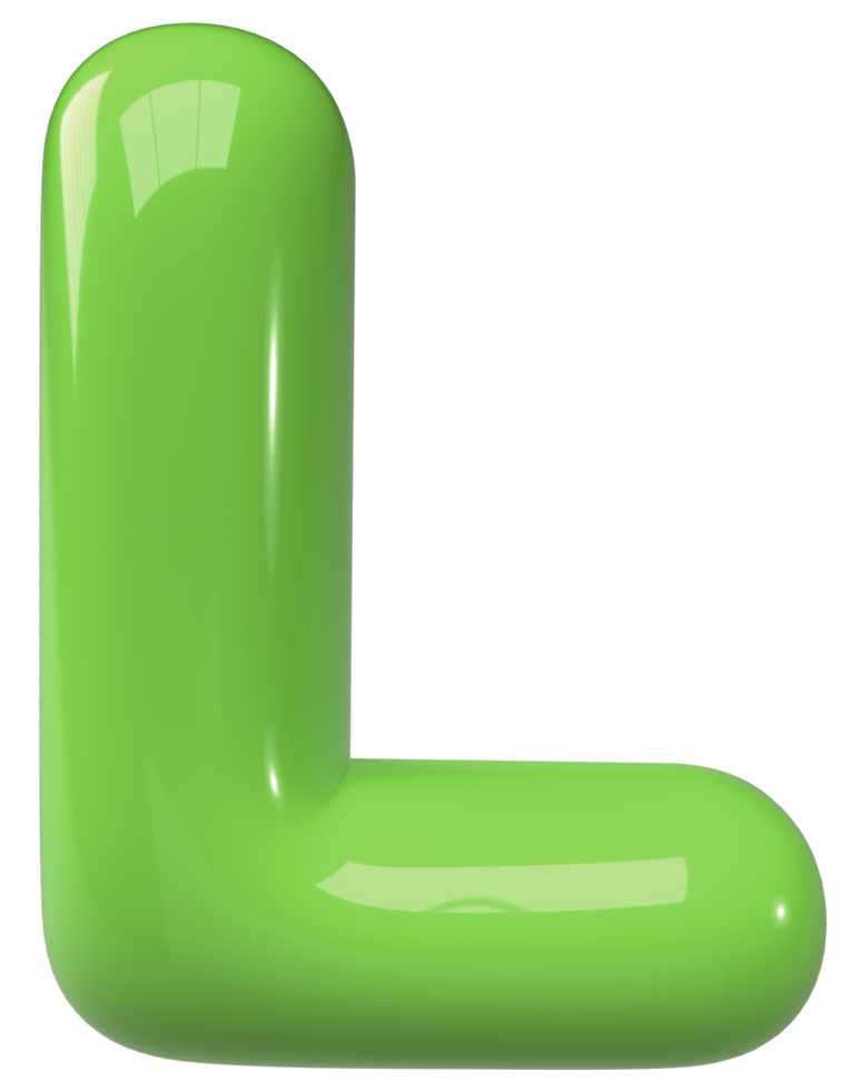 Green 3D Bubble Letter Alphabet L png