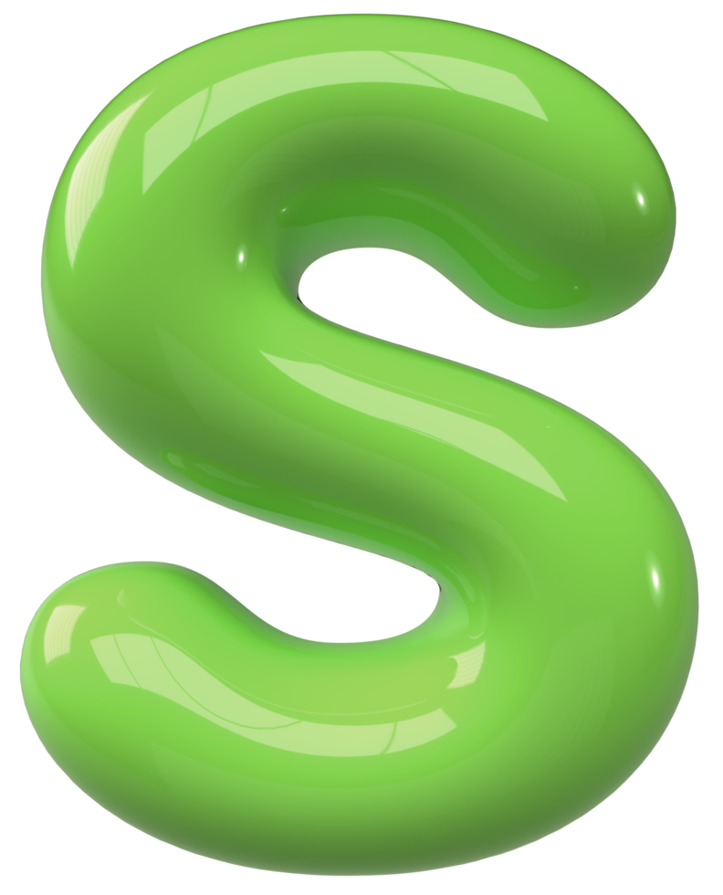 Green 3D Bubble Letter Alphabet S png